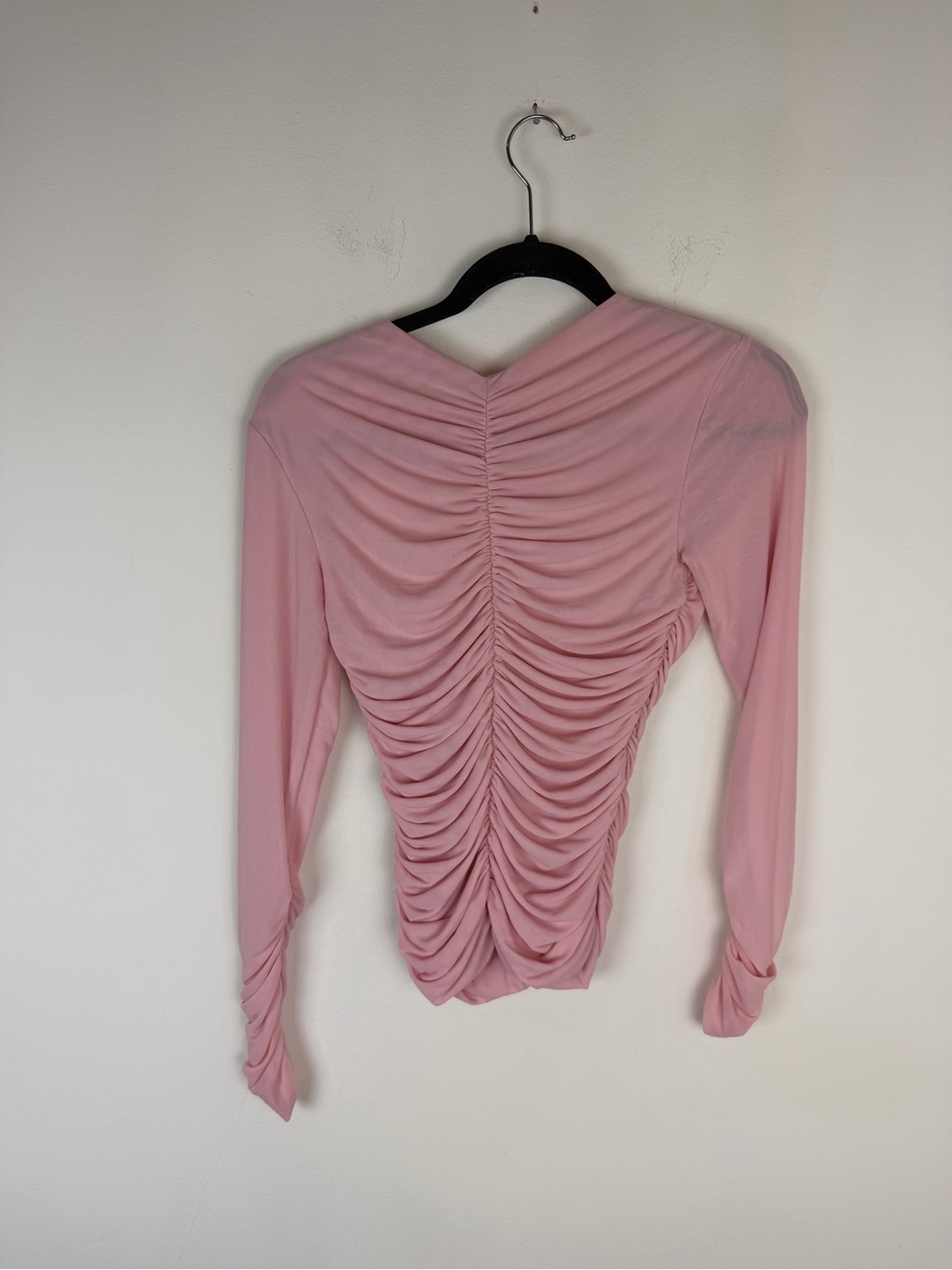 Witchery Gathered Front Long Sleeve Top Ruched Pink Size XS - Picture 5 of 7